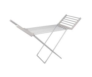 Harbour Housewares Electric Heated Clothes Airer - 18 Rails, 220W, 50Hz, Silver, Foldable, Energy-Efficient, Quick-Dry Laundry Rack, Portable & Space-Saving