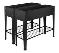 Harbour Housewares Elevated Raised Garden Beds With Legs & Storage Shelf - Anthracite - Pack Of 2