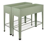 Harbour Housewares Elevated Raised Garden Beds With Legs & Storage Shelf - Green - Pack Of 2