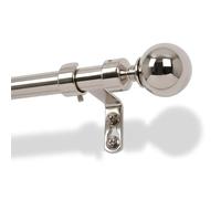Harbour Housewares Extendable Metal Ball Curtain Pole Kit - 77 to 250cm - Brushed Nickel - Telescopic, Eyelet & Ring Compatible, Brackets Included, Stylish Window Dressing