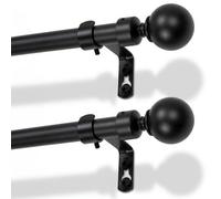 Harbour Housewares Extendable Metal Ball Curtain Poles Kit - 77 To 250Cm - Matt Black - Pack Of 2