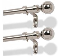 Harbour Housewares Extendable Metal Ball Curtain Poles Kit - 83 To 120Cm - Brushed Nickel - Pack Of 2