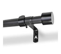 Harbour Housewares Extendable Metal Curtain Pole with Brackets - 83 to 120cm - Matt Black - 1x Long Telescopic Adjustable Bay Window Bedroom Door Rod Rail for Eyelet & Rings Curtains