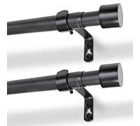 Harbour Housewares Extendable Metal Curtain Poles Kit - 77 to 150cm - Pack of 2 in Black Harbour Housewares Black