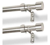 Harbour Housewares Extendable Metal Curtain Poles Kit - 77 To 250Cm - Brushed Nickel - Pack Of 2