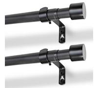 Harbour Housewares Extendable Metal Curtain Poles Kit - 77 To 250Cm - Matt Black - Pack Of 2