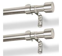 Harbour Housewares Extendable Metal Curtain Poles with Brackets - 77 to 250cm - Brushed Nickel - 2x Modular Long Telescopic Adjustable Bay Window Bedroom Door Rod Rail for Eyelet & Rings Curtains