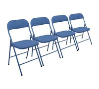 Harbour Housewares Fabric Padded Metal Folding Chair - Pack of 4 in Blue Harbour Housewares Blue