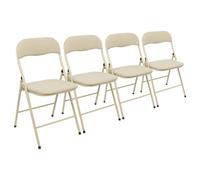 Harbour Housewares Fabric Padded Metal Folding Chairs - Beige - Pack Of 4