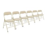Harbour Housewares Fabric Padded Metal Folding Chairs - Beige - Pack Of 6