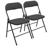 Harbour Housewares Fabric Padded Metal Folding Chairs - Black - Pack Of 2