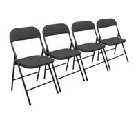 Harbour Housewares Fabric Padded Metal Folding Chairs - Black - Pack Of 4