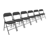 Harbour Housewares Fabric Padded Metal Folding Chairs - Black - Pack Of 6