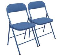 Harbour Housewares Fabric Padded Metal Folding Chairs - Blue - Pack Of 2