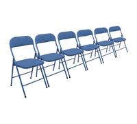 Harbour Housewares Fabric Padded Metal Folding Chairs - Blue - Pack Of 6
