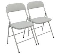 Harbour Housewares Fabric Padded Metal Folding Chairs - Grey - Pack Of 2