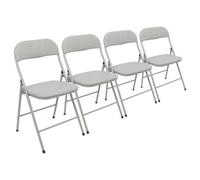 Harbour Housewares Fabric Padded Metal Folding Chairs - Grey - Pack Of 4