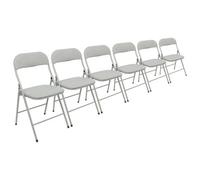 Harbour Housewares Fabric Padded Metal Folding Chairs - Grey - Pack Of 6