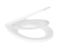 Harbour Housewares Family Soft Close Toilet Seat White Pack of 1 | Plastic, Soft Close Hinges, Antibacterial Surface, Family Toilet Seat, Child Training Seat, Oval Design, Fixings Included