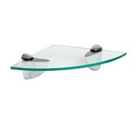 Harbour Housewares Floating Glass Corner Shelf - 20cm - Bathroom Storage Display Unit in Silver Harbour Housewares Silver