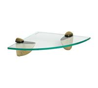 Harbour Housewares Floating Glass Corner Shelf - 20Cm - Gold Brackets - Bathroom Shower Storage Vanity Display Unit Shelf