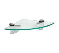 Harbour Housewares Floating Glass Corner Shelf - 20Cm - Silver Brackets - Bathroom Shower Storage Vanity Display Unit Shelf
