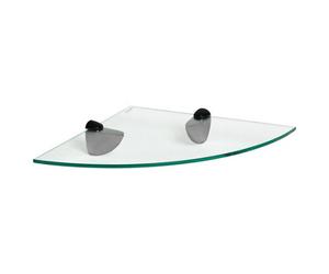 Harbour Housewares Floating Glass Corner Shelf - 30Cm - Black Brackets - Bathroom Shower Storage Vanity Display Unit Shelf