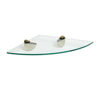 Harbour Housewares Floating Glass Corner Shelf - 30Cm - Gold Brackets - Bathroom Shower Storage Vanity Display Unit Shelf