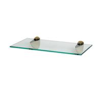 Harbour Housewares Floating Glass Shelf - 40Cm - Gold Brackets - Bathroom Shower Storage Vanity Display Unit Shelf