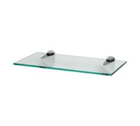 Harbour Housewares Floating Glass Shelf - 40Cm - Silver Brackets - Bathroom Shower Storage Vanity Display Unit Shelf