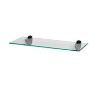 Harbour Housewares Floating Glass Shelf - 50Cm - Black Brackets - Bathroom Shower Storage Vanity Display Unit Shelf