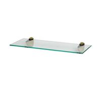 Harbour Housewares Floating Glass Shelf - 50Cm - Gold Brackets - Bathroom Shower Storage Vanity Display Unit Shelf