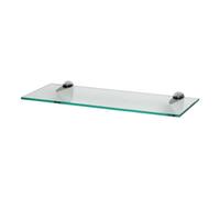 Harbour Housewares Floating Glass Shelf - 50Cm - Silver Brackets - Bathroom Shower Storage Vanity Display Unit Shelf