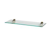 Harbour Housewares Floating Glass Shelf - 60Cm - Gold Brackets - Bathroom Shower Storage Vanity Display Unit Shelf
