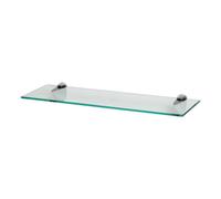 Harbour Housewares Floating Glass Shelf - 60Cm - Silver Brackets - Bathroom Shower Storage Vanity Display Unit Shelf