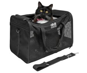 Harbour Housewares Foldable Cat Carrier Bag - Large Soft Pet Travel Carrier with Shoulder Strap & Removable Fleece Mat, Portable Collapsible Cat, Kitten, Puppy & Small Dog Carry Crate for Vet Visits