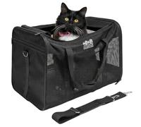 Harbour Housewares Foldable Cat Carrier Bag - Large | Soft Portable Pet Travel Carrier with Shoulder Strap & Fleece Mat, suitable for Cats & Small Dogs