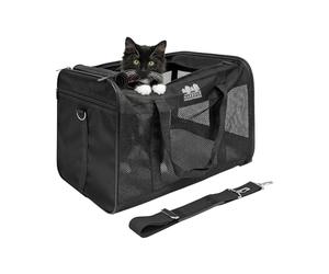 Harbour Housewares Foldable Cat Carrier Bag - Small | Soft Portable Pet Travel Carrier with Shoulder Strap & Fleece Mat, suitable for Cats & Small Dogs