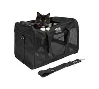 Harbour Housewares Foldable Cat Carrier Bag - Small Soft Pet Travel Carrier with Shoulder Strap & Fleece Mat, Portable Collapsible Cat, Kitten, Puppy & Small Dog Carry Bag for Vet Visits, Car Travel