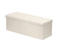 Harbour Housewares Foldable Storage Ottoman - 111 X 37 X 39Cm - Cream Linen
