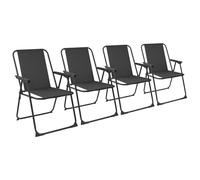 Harbour Housewares Folding Beach Deck Chairs - Black - Pack of 4 - Metal Outdoor Patio Seat Lightweight Portable Deck Chair for Picnic, Garden, Camping, Fishing