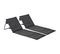 Harbour Housewares Folding Beach Loungers - Grey - Pack Of 2