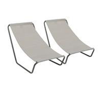 Harbour Housewares Folding Beach Loungers - Matt Black/beige - Pack Of 2