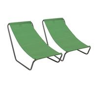 Harbour Housewares Folding Beach Loungers - Matt Black/green - Pack Of 2