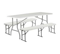 Harbour Housewares Folding Camping Picnic Table & Bench Set - 180Cm (6Ft) - White