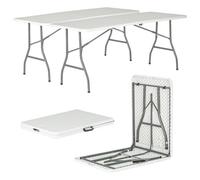 Harbour Housewares Folding Camping Picnic Tables - 180Cm (6Ft) - White - Pack Of 2