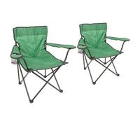 Harbour Housewares Folding Canvas Camping Chairs - Matt Black/green - Pack Of 2