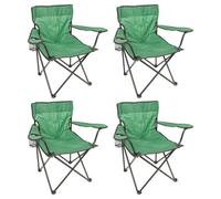 Harbour Housewares Folding Canvas Camping Chairs - Matt Black/green - Pack Of 4