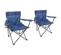 Harbour Housewares Folding Canvas Camping Chairs - Matt Black/navy - Pack Of 2