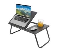 Harbour Housewares Folding Lap Desk with Cup Holder - Black - Portable Bed & Sofa Laptop Table, Adjustable Tilt Desktop, Foldaway Home Office Tray for Work, Study, Gaming & Reading